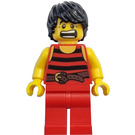 LEGO Pirates Chess Set Pirate with Black and Red Stripes Shirt with Black Hair and Red Legs Minifigure